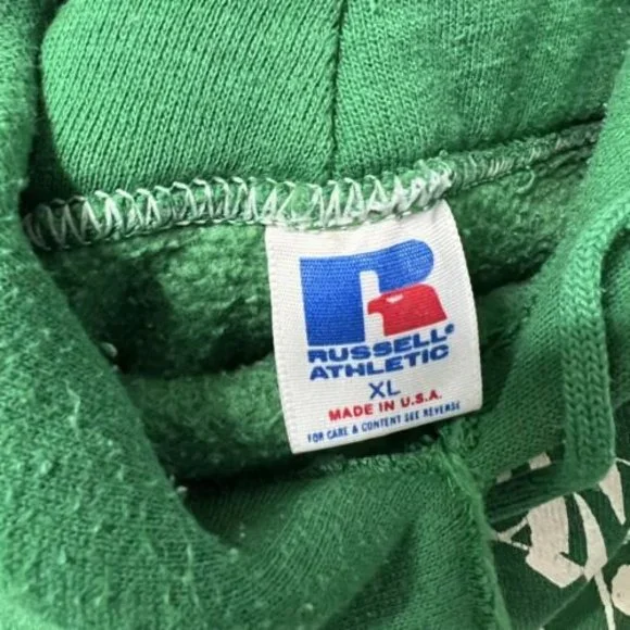 Vintage 80s 90s Russell Athletic Hoodie Preston Castle Size XL Green Sweatshirts Hoodies